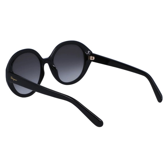 NWT SALVATORE FERRAGAMO 57mm OVAL BLACK SUNGLASSES - Picture 3 of 14